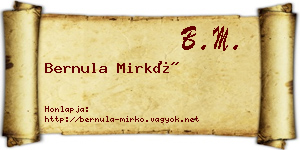 Bernula Mirkó névjegykártya